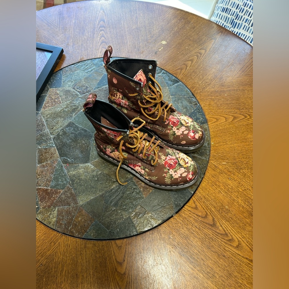 Dr. Martens Floral Brown Combat Boots